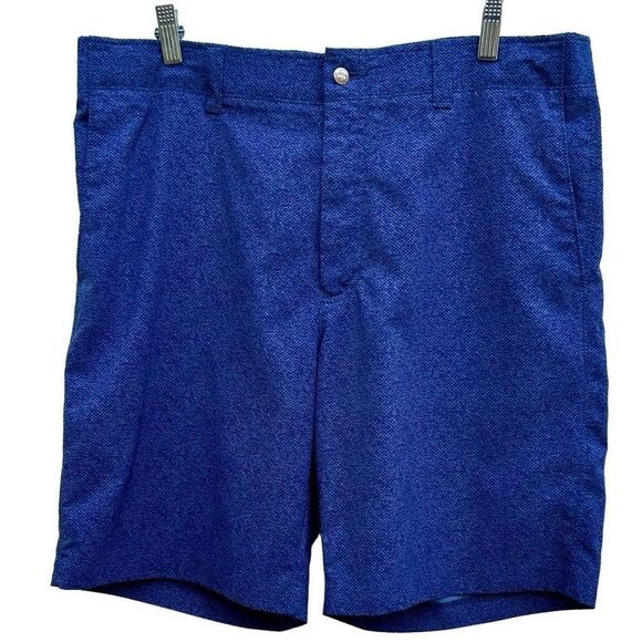 Callaway Shorts Men’s Sz 36 Blue with Black Tweed Flat Front Deep Front Pockets - Picture 2 of 11